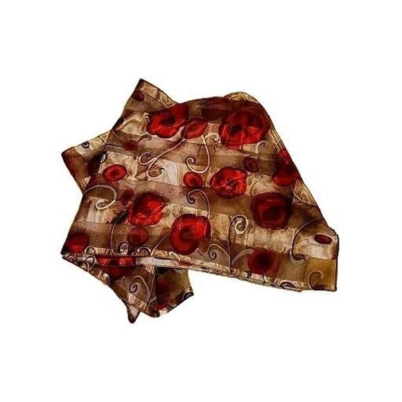 Poppy Print Floral Ladies Fashion Scarf Long Silky Gorgeous - Picture 1 of 5
